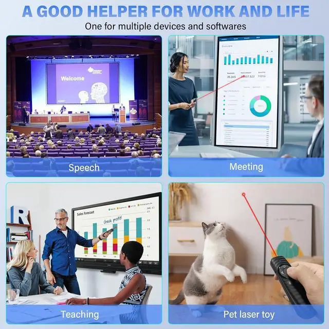 Alt view image 7 of 7 - Presentation Clicker Wireless 2-in-1 USB/Type C Rechargeable Presenter Remote Control for PowerPoint PPT Clicker Red Laser Pointer Slide Advancer RF2.4GHz (Red Light USB C Rechargeable)