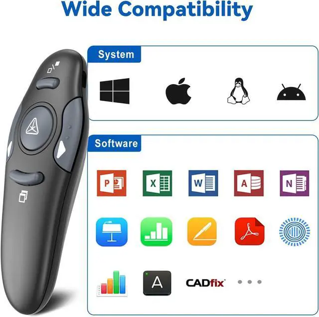 Alt view image 3 of 6 - Presentation Clicker for Powerpoint Wireless Presentation Remote Laser pointer for Presenter Slide Advancer Clicker for PPT/Keynote/Google Slides/Classroom/Mac/Windows/Linux(JH08)