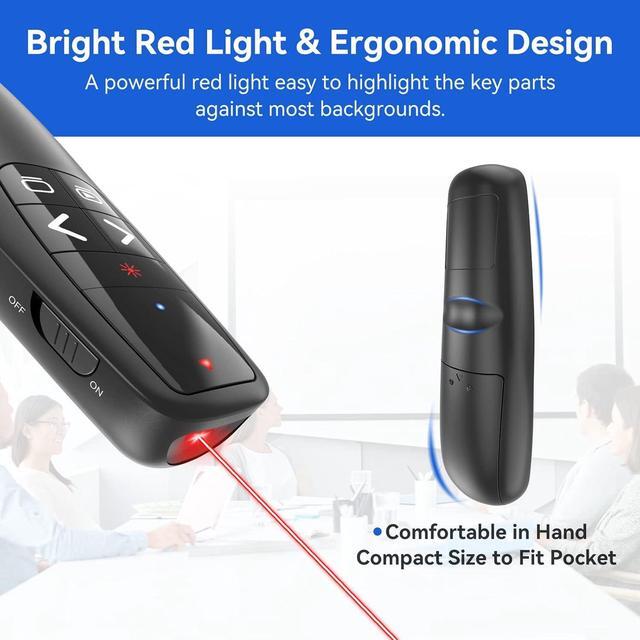 Alt view image 3 of 7 - Presentation Clicker Wireless Presenter Remote Powerpoint Clickers USB Dongle Long Range Control Slide Advancer with Laser Pointer Red Light Support for Google Slides/Mac/PPT/Computer/Laptop/Keynote