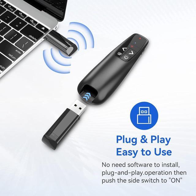 Alt view image 4 of 7 - Presentation Clicker Wireless Presenter Remote Powerpoint Clickers USB Dongle Long Range Control Slide Advancer with Laser Pointer Red Light Support for Google Slides/Mac/PPT/Computer/Laptop/Keynote