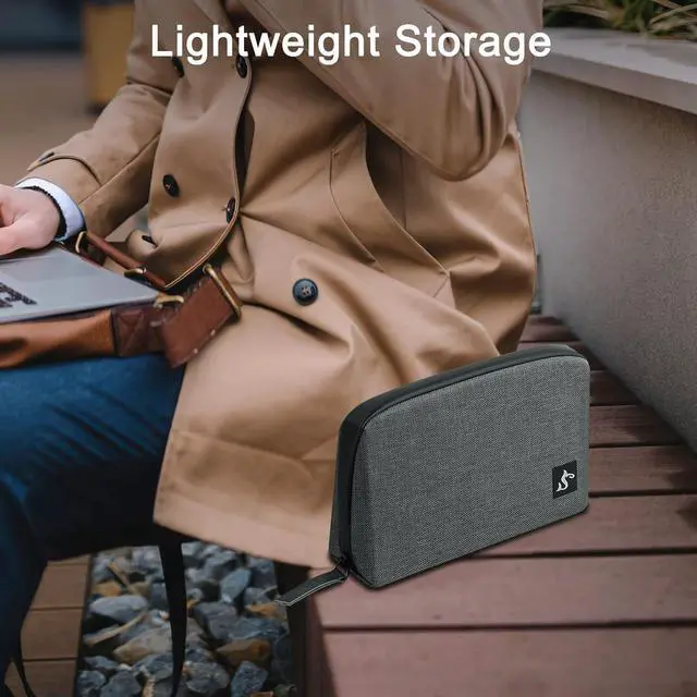 Alt view image 7 of 7 - Electronic Organizer Travel Cable Electronic Organizer Case Bag Waterproof Organizer Small Storage Backpack Charger Organizer for Cord Hard Disk Power Bank (Dark Gray Large)