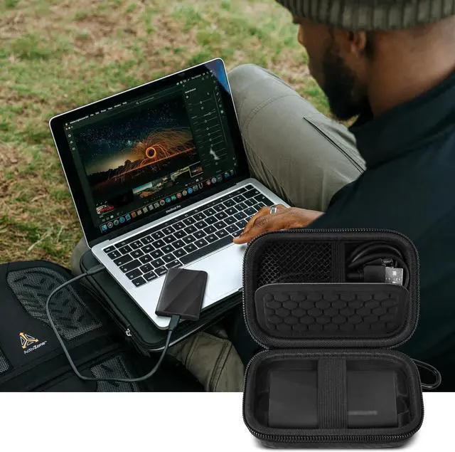 Alt view image 6 of 7 - Carrying Case Compatible with SAMSUNG T9 Portable SSD 4TB 2TB 1TB USB External Solid State Hard Drive Storage Holder Bag Cover Fits for USB Cable-Full Black(Box Only)