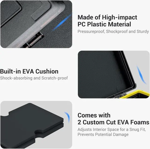 Alt view image 3 of 7 - Hard Drive Case 3.5 inch External Hard Drive Portable Carrying Case Water-Resistant and Shockproof HDD SSD Storage Case Bag with Stackable Design