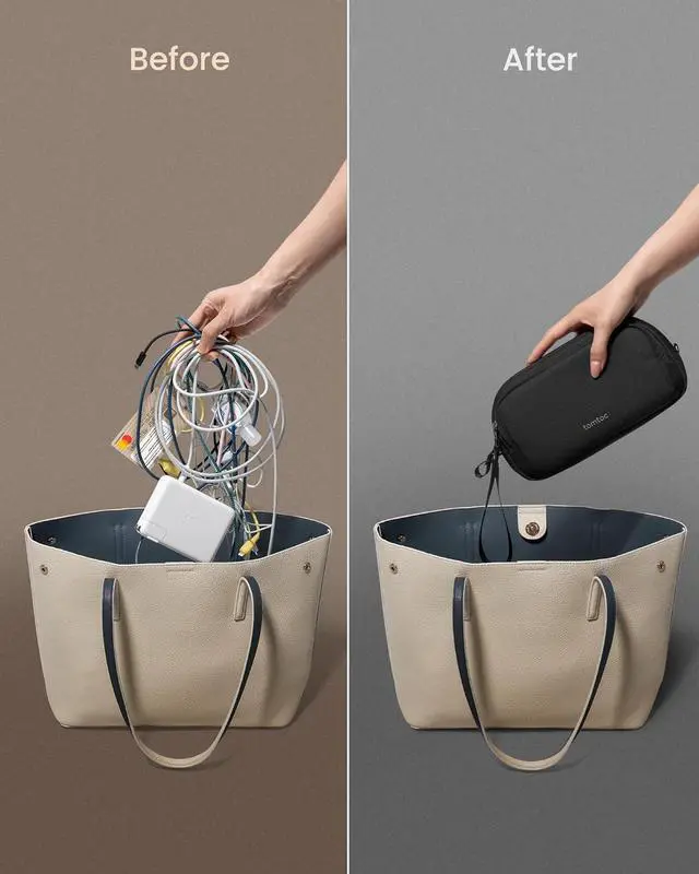 Alt view image 4 of 7 - Electronic Organizer Travel Case Water Resistant Dual Compartment Tech Pouch Cable Organization Storage Bag for Charger Cord Phone Hard Drive Power Bank Accessories Travel Essentials
