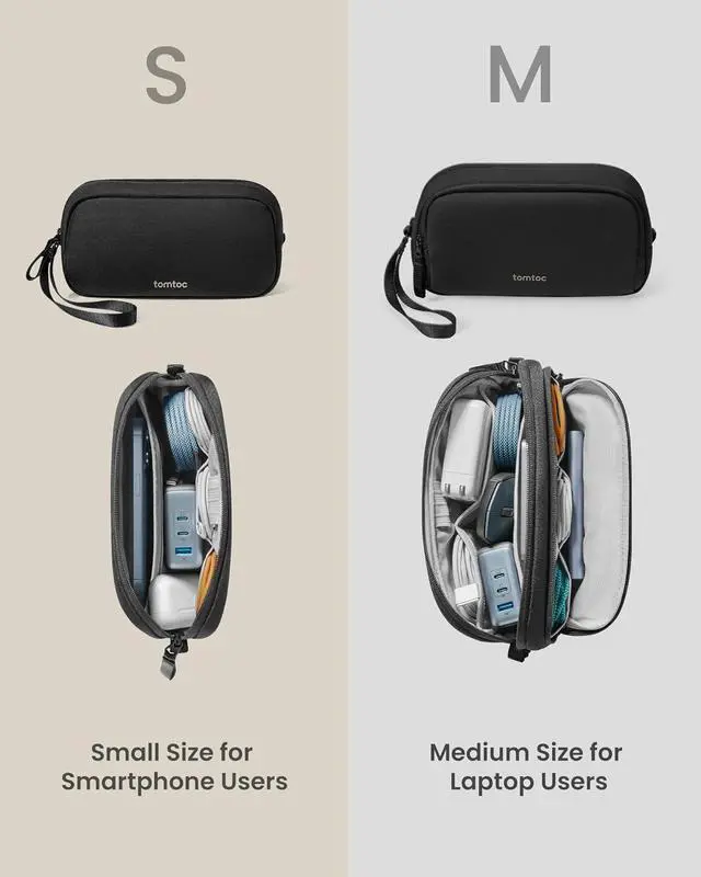 Alt view image 7 of 7 - Electronic Organizer Travel Case Water Resistant Dual Compartment Tech Pouch Cable Organization Storage Bag for Charger Cord Phone Hard Drive Power Bank Accessories Travel Essentials