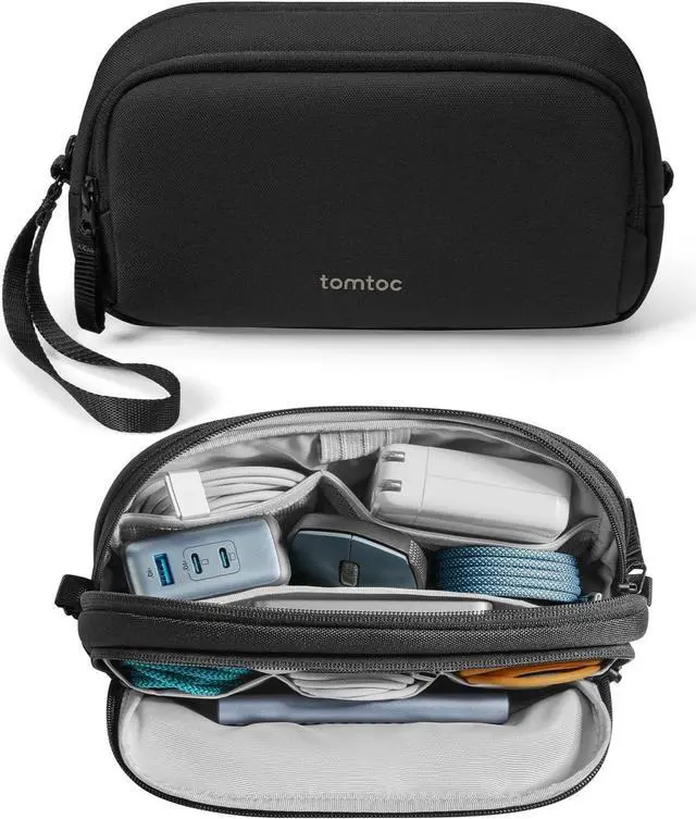 Main image of Electronic Organizer Travel Case Water Resistant Dual Compartment Tech Pouch Cable Organization Storage Bag for Charger Cord Phone Hard Drive Power Bank Accessories Travel Essentials