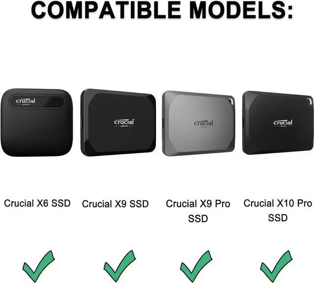 Alt view image 2 of 7 - Hard Drive Carrying Case for Crucial X6 / X9 Pro / X10 Pro Portable SSD 500GB 1TB 2TB 4TB USB 3.2 External Solid State Drive Shockproof Water Repellent Storage Travel Bag Black+Black