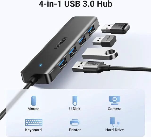 Alt view image 2 of 7 - USB 3.0 Hub 4 Ports USB A Splitter Ultra-Slim USB Expander for Mouse Keyboard Flash Drive U Disk Printer Compatible with Laptop Desktop PC Xbox PS5 and More