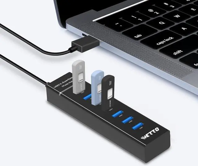 Alt view image 7 of 7 - 7-Port USB 3.0 Hub, IVETTO Data USB Hub Splitter with 3.3ft Long Cable for Laptop, PC, MacBook, Mac Pro, Mac Mini, iMac, Surface Pro and More