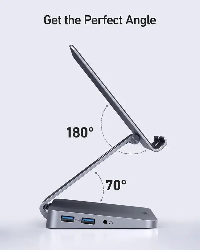 Alt view image 7 of 7 - Anker 551 8-in-1 iPad USB C Hub, with Foldable Tablet Stand, Power Delivery Input, 4K HDMI, 2 USB-A Data Ports, 3.5 mm AUX, and microSD/SD Card Slots, for iPad Pro and More USB-C Tablets