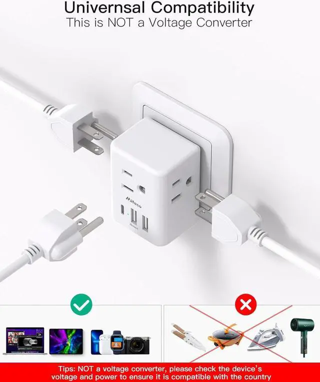 Alt view image 5 of 7 - Switzerland Travel Plug Adapter Swiss Outlet Adapter with 3 Outlets 3 USB Charging Ports(1 USB C) Type J Power Adapter Travel Essentials US to Switzerland Rwanda Liechtenstein