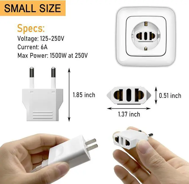 Alt view image 3 of 7 - [6-Pack] European Travel Plug Adapter US to Europe Plug Adapter Type C Plug Adapter Travel Essentials to Most Europe EU Spain Italy France Germany