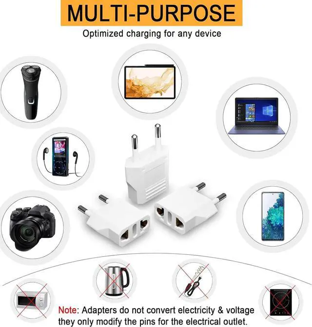 Alt view image 5 of 7 - [6-Pack] European Travel Plug Adapter US to Europe Plug Adapter Type C Plug Adapter Travel Essentials to Most Europe EU Spain Italy France Germany