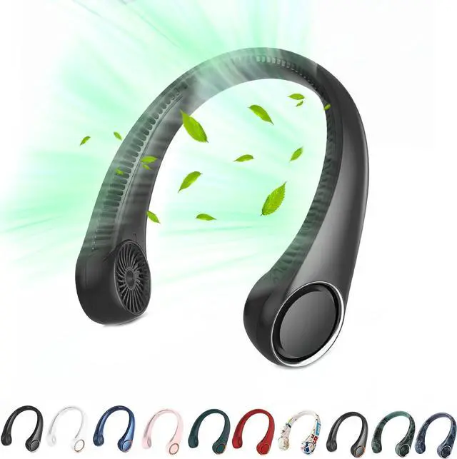 Main image of Portable Neck Fan, Hands Free Bladeless Fan, 360° Cooling Personal Fan,Wearable Quiet Fan for Outdoor Indoor, Birthday Gifts for Men Women Mom Dad, 4000mAh Battery USB Rechargeable, 3-Speeds(Black)