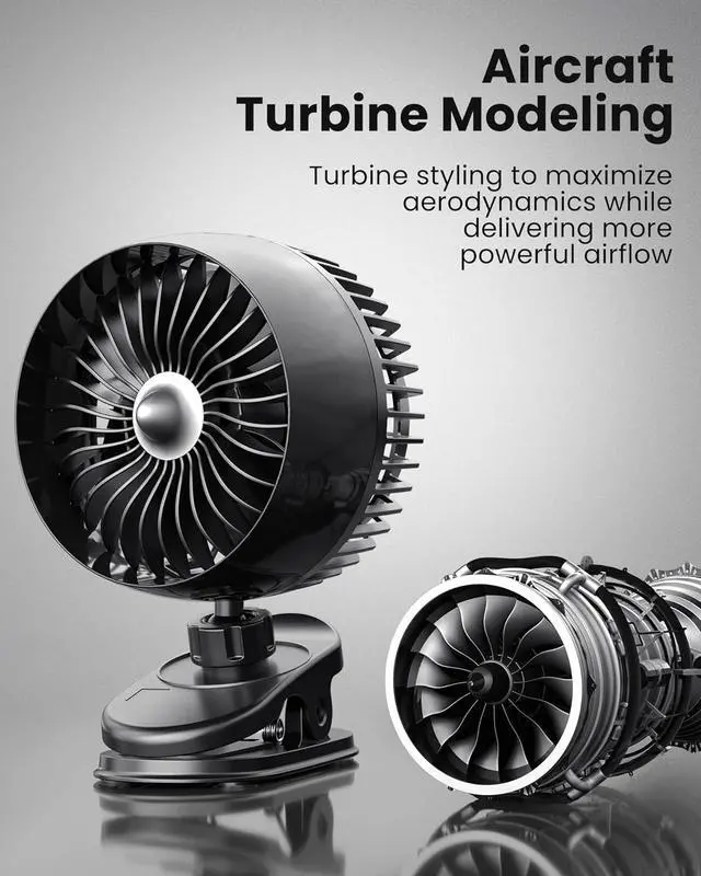 Alt view image 3 of 6 - USB Clip on Fan Strong Wind Ultra Quiet Small Desk Fan with Strong Clamp More Than 360° Adjustable 3 Speeds USB-C Corded Powered Mini Personal Fan for Home Office Desktop Black