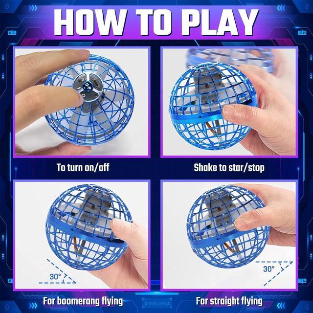 Alt view image 2 of 6 - Flying Orb Ball Galaxy Ball - 2023 Upgraded Cosmic Globe Boomerang Ball Hover Ball for Kids Adult Boys Girls 360°Rotating Indoor Outdoor Flying Ball Cool Toys GiftBlue