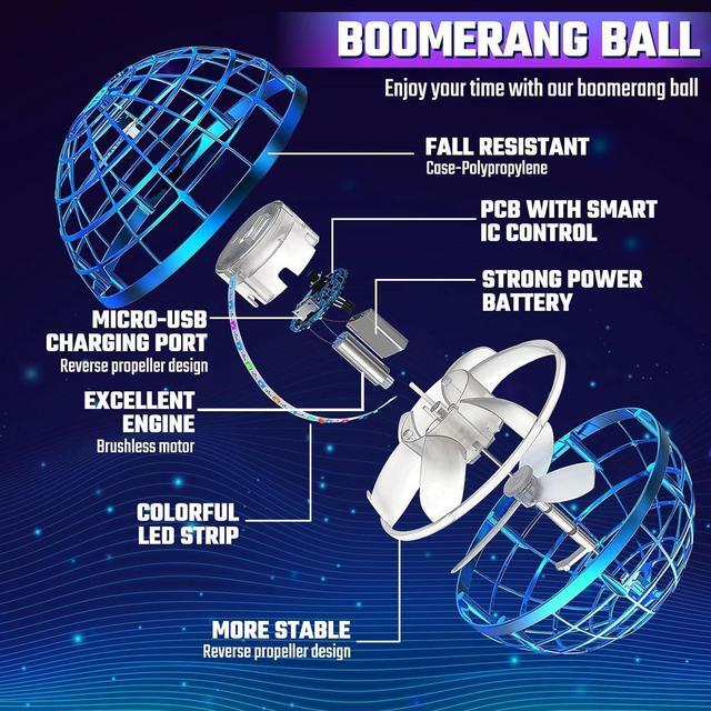 Alt view image 3 of 6 - Flying Orb Ball Galaxy Ball - 2023 Upgraded Cosmic Globe Boomerang Ball Hover Ball for Kids Adult Boys Girls 360°Rotating Indoor Outdoor Flying Ball Cool Toys GiftBlue