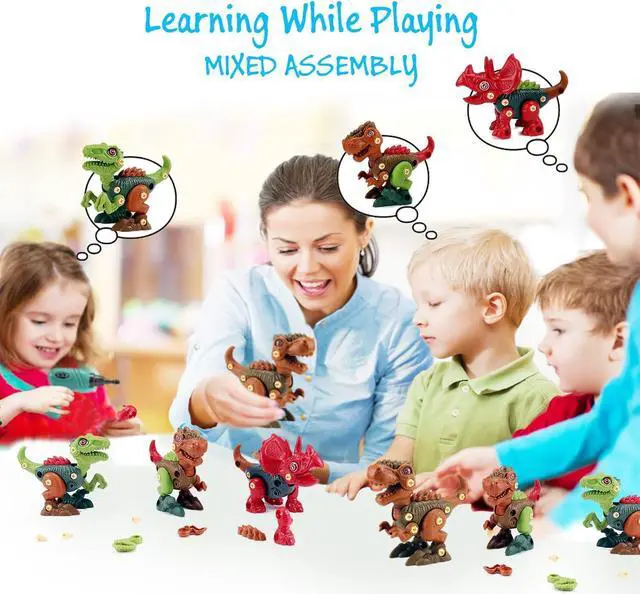 Alt view image 5 of 7 - Dinosaur Toys Gifts for 3 4 5 6 7 8 Year Old Boys: Stem Dinosaur Toy for Kids 3-5 Girls Toddler Building Learning Eductional Take Apart Dino Toys with Electric Drill Birthday