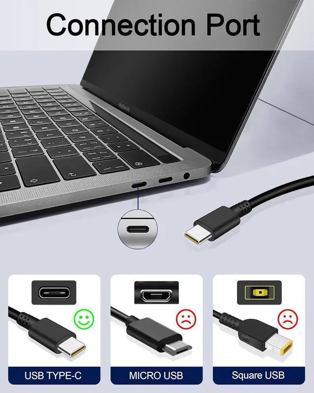Alt view image 4 of 6 - Universal Chromebook Charger USB C 65W 45W Laptop Charger for  Thinkpad Yoga   Laptops Type C Fast Charging Laptop Adapter Power Cord 10FT
