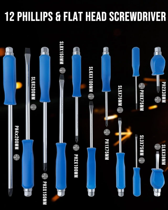Alt view image 2 of 7 - 12-Piece Screw Driver Set Heavy Duty