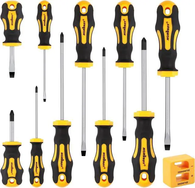 Main image of 11-Pieces Screwdriver Set Magnetic 5 Phillips and 5 Flat Head Tips for Fastening and Loosening Seized