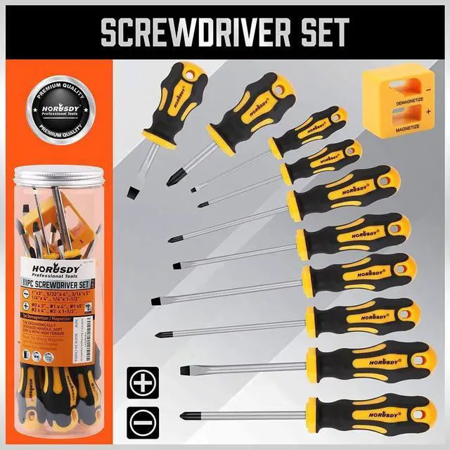 Alt view image 5 of 7 - 11-Pieces Magnetic Screw driver Magnetic 5 Phillips and 5 Flat Head Tips for Fastening and Loosening Seized