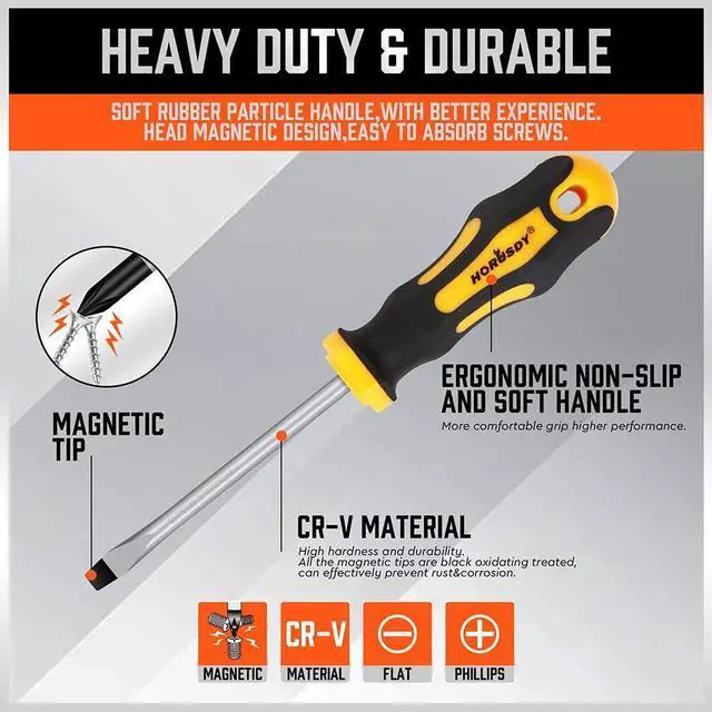 Alt view image 2 of 7 - 11-Pieces Magnetic Screw driver Magnetic 5 Phillips and 5 Flat Head Tips for Fastening and Loosening Seized