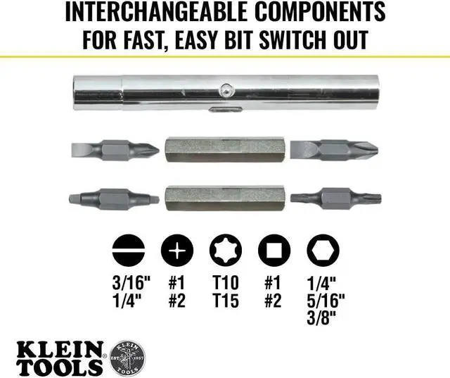 Alt view image 2 of 7 - 32500 11-in-1 Screwdriver / Nut Driver Set 8 Bits (Phillips Slotted Torx Square) 3 Nut Driver Sizes Cushion Grip Handle