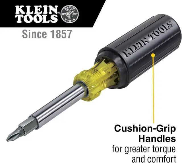 Alt view image 3 of 7 - 32500 11-in-1 Screwdriver / Nut Driver Set 8 Bits (Phillips Slotted Torx Square) 3 Nut Driver Sizes Cushion Grip Handle