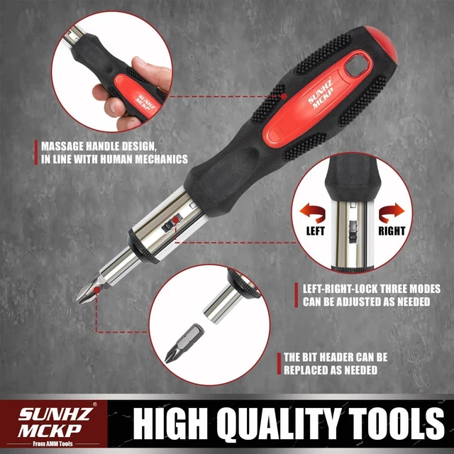 Alt view image 3 of 6 - SUNHZMCKP 124-Piece Magnetic Screwdriver set Includes Slotted Phillips Pozidriv Hex Torx and Precision Screwdriver ratcheting screwdriver and nut drivers With Storage rack