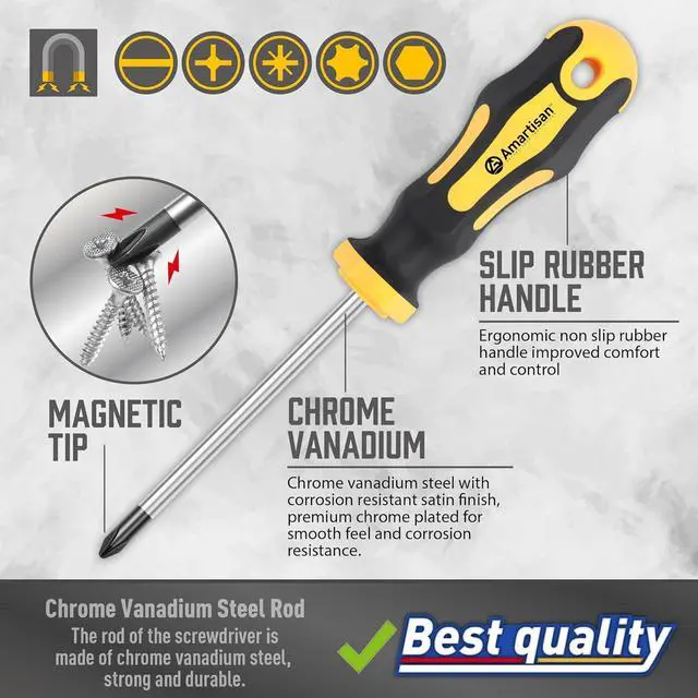 Alt view image 2 of 7 - Magnetic Screwdrivers Set with Case 43-piece Includs Slotted Phillips Hex Pozidriv Torx and Precision Screwdriver Set Magnetizer Demagnetizer Tools Tools for Men