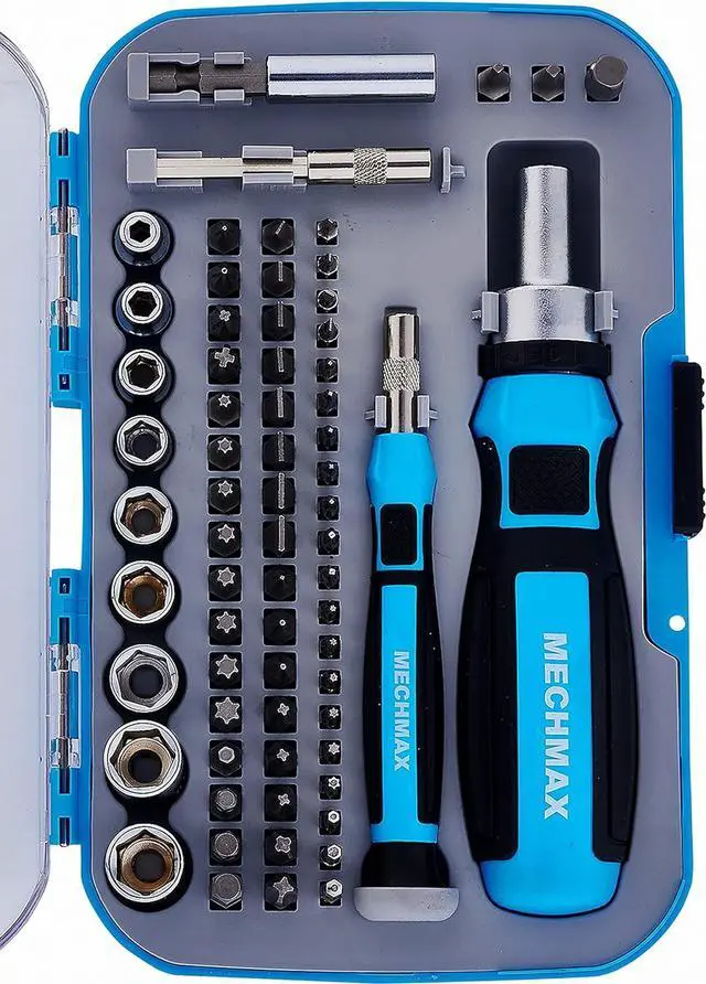 Main image of 68 Piece Ratcheting Screwdriver Bits & Socket Set Magnetic Bits with Storage Case for Home Office Apartment Car Dorm Back to School Bike Electronics Projects and as A Gift