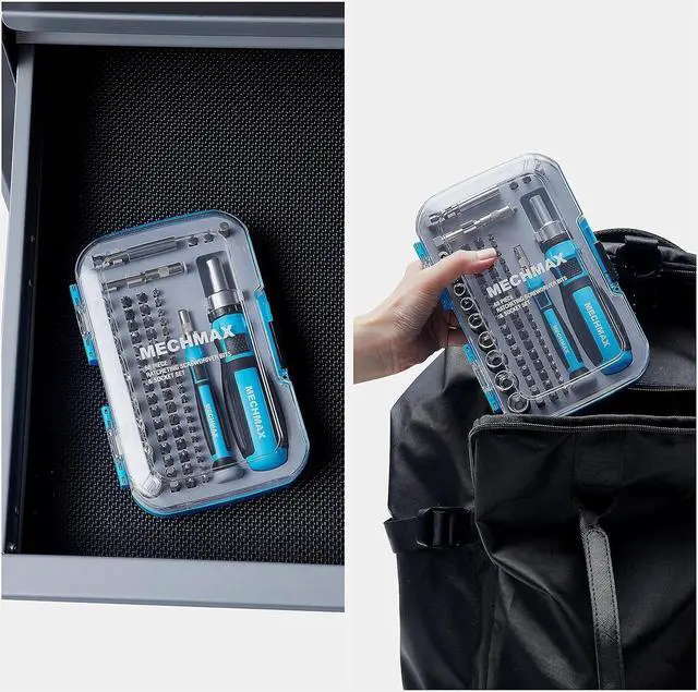 Alt view image 7 of 7 - 68 Piece Ratcheting Screwdriver Bits & Socket Set Magnetic Bits with Storage Case for Home Office Apartment Car Dorm Back to School Bike Electronics Projects and as A Gift