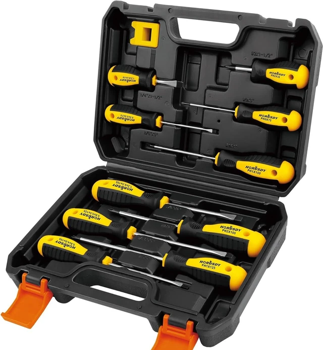 Main image of 11-piece Magnetic Screwdriver Set with Case 5 Phillips & 5 Flat Head Tips with Magnetizer demagnetizer Precision Screwdriver Set
