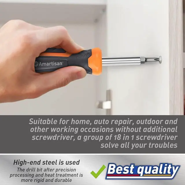 Alt view image 6 of 6 - 18-in-1 Multi-bit Screwdriver Set Tool All in One Portable Multi-Purpose Screwdriver Slotted/Philips/Pozi/Torx/Square Nut Driver