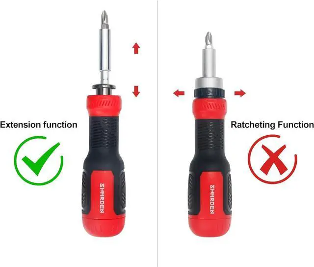 Alt view image 5 of 7 - SHARDEN Multi Screwdriver 13-in-1 Screw Driver Adjustable Screwdriver Set Multitool All in One with Torx Security Flat Head Phillips Hex Square and 1/4 Nut Driver