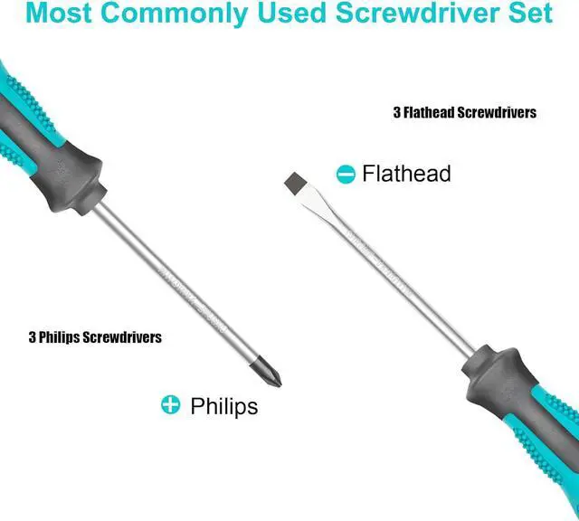 Alt view image 5 of 7 - Magnetic Screwdriver Set 6-Piece Screw Driver Kit with 3 Phillips and 3 Flat Professional Non-Slip Cushion Grip Nut Driver Repair Tool Set. Stocking Stuffers for Men Gifts