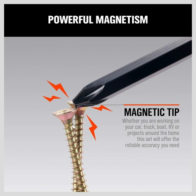 Alt view image 3 of 7 - 6-Pieces Magnetic Screwdriver Set 3 Phillips and 3 Flat Head Tips Screwdriver for Fastening Chiselling and Loosening Seized Screws (New Screwdriver Set)