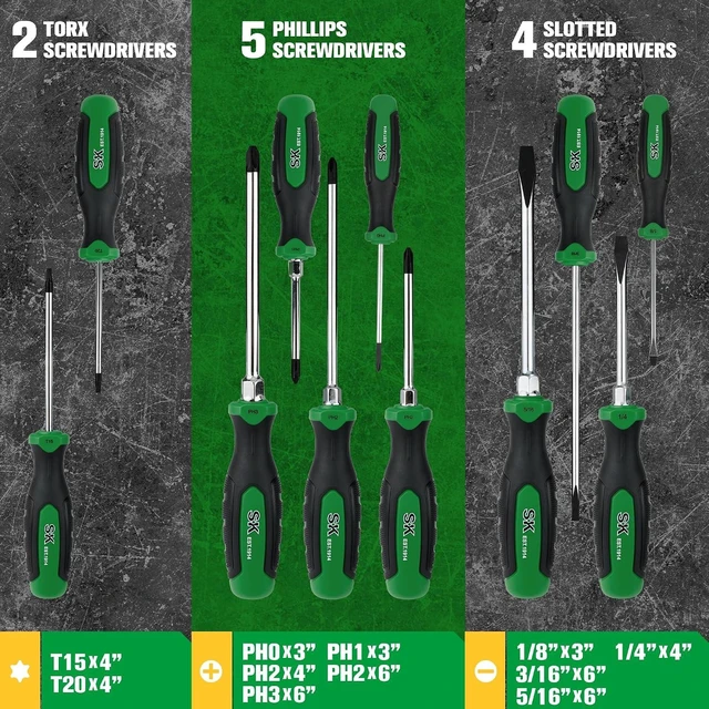 Alt view image 4 of 7 - 11-Piece Magnetic Screwdriver Set Slotted/Phillip/Star Screwdrivers