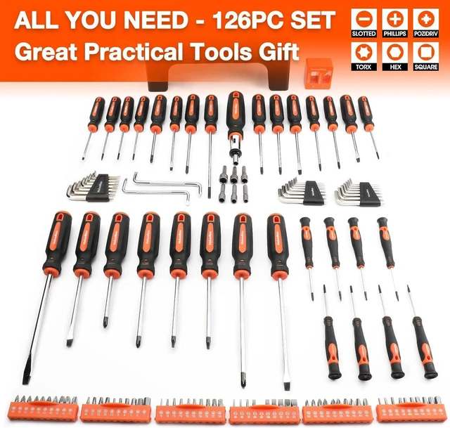 Alt view image 2 of 7 - 126-PC Magnetic Screwdriver Set with Plastic Racking Organizer Magnetizer Demagnetizer DIY Tools & Equipment for Men Women Mechanic Herramientas Tool Bit Kit Home Improvement Gift