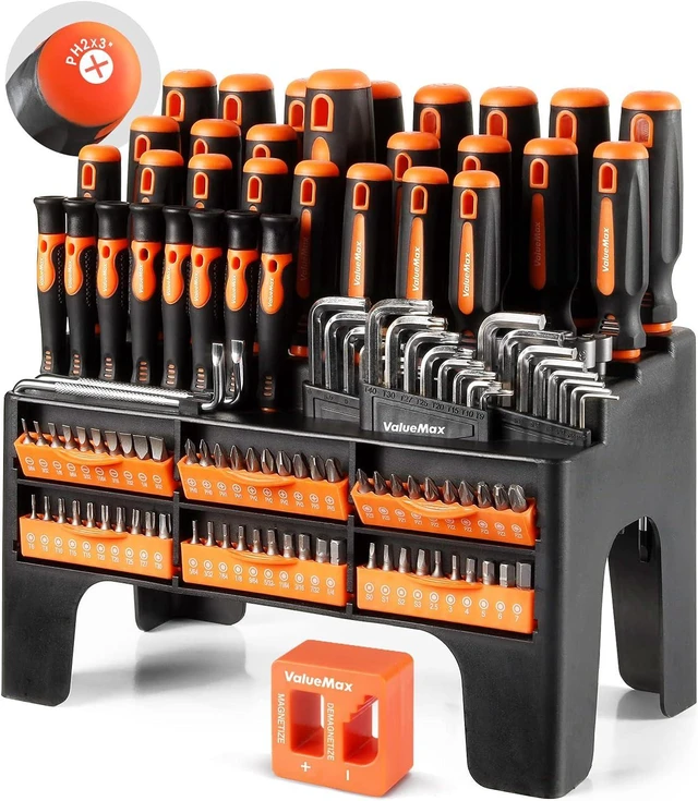 Main image of 126-PC Magnetic Screwdriver Set with Plastic Racking Organizer Magnetizer Demagnetizer DIY Tools & Equipment for Men Women Mechanic Herramientas Tool Bit Kit Home Improvement Gift