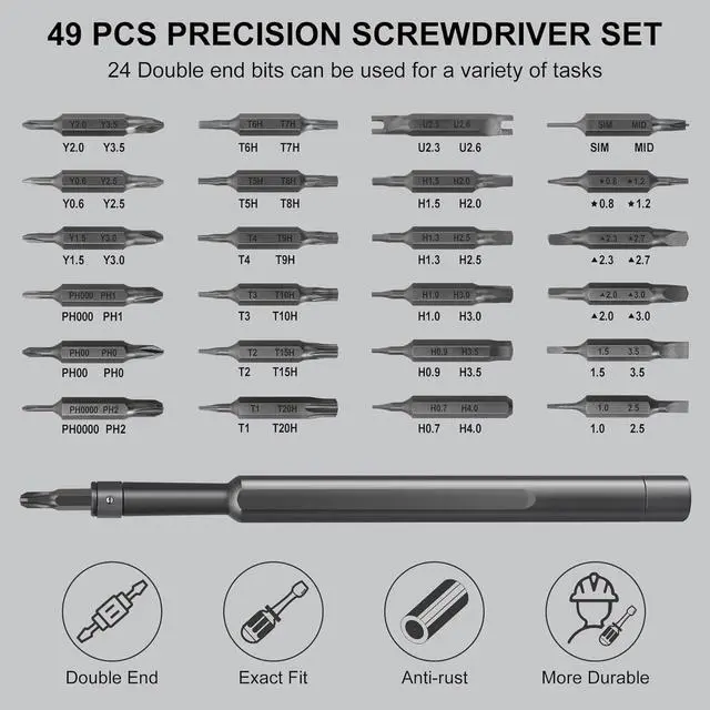 Alt view image 2 of 7 - SHARDEN Precision Screwdriver Set 49 in 1 Small Screwdriver Set Magnetic Repair Tool Kit for Laptop iPhone Cell Phone PC MacBook Tablet Computer PS5 PS4 Xbox Electronic Glasses Watch
