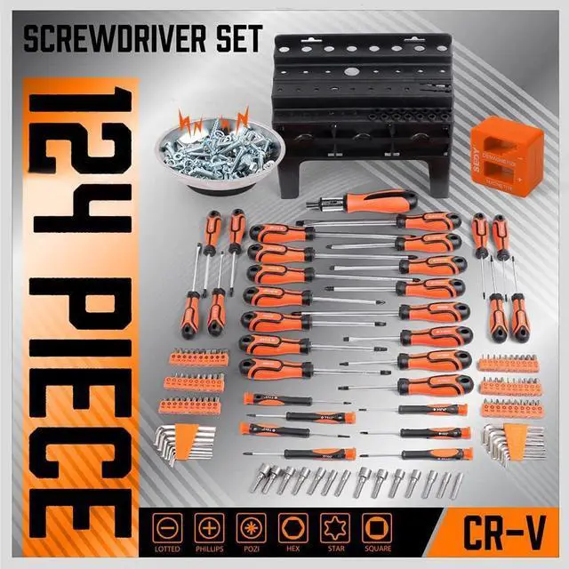Alt view image 2 of 7 - 124-Piece Magnetic Screwdriver Set with Plastic Racking Precision Screwdrivers Magnetizer Demagnetizer Allen Keys Nut Drivers Ratchet Handles Sockets & More - DIY Tools for Men Tools Gift