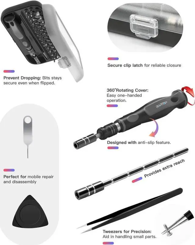 Alt view image 4 of 7 - Precision Screwdriver Set - 48 in 1 screwdriver bit set Magnetic Small Screwdriver Set with Case mini screwdriver set for Computer Laptop iPhone MacBook PC Game Console Eyeglass