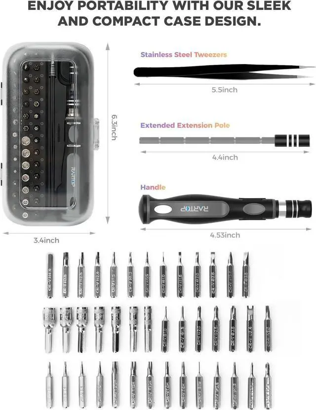 Alt view image 5 of 7 - Precision Screwdriver Set - 48 in 1 screwdriver bit set Magnetic Small Screwdriver Set with Case mini screwdriver set for Computer Laptop iPhone MacBook PC Game Console Eyeglass