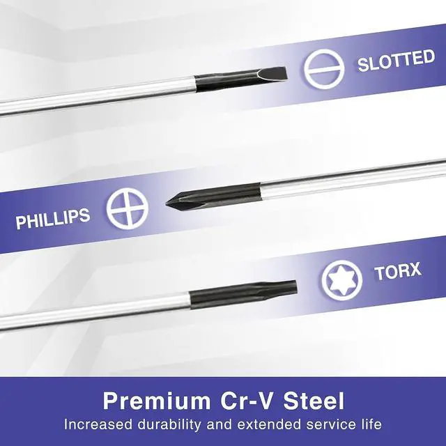Alt view image 4 of 7 - 10-Piece Precision Screwdriver Set with Pouch Phillips Slotted Torx Star Magnetic Screwdriver Repair Tool Kit Non-Slip Grip for Eyeglass Watch Computer Laptop Phone