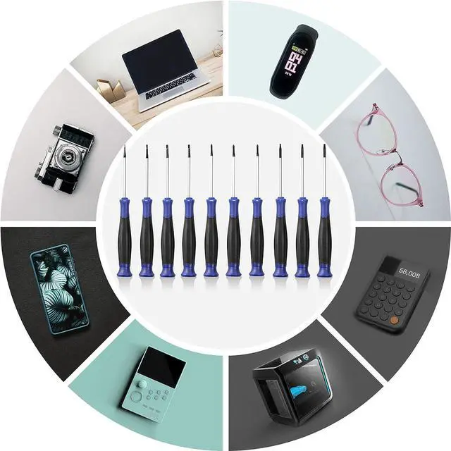 Alt view image 7 of 7 - 10-Piece Precision Screwdriver Set with Pouch Phillips Slotted Torx Star Magnetic Screwdriver Repair Tool Kit Non-Slip Grip for Eyeglass Watch Computer Laptop Phone