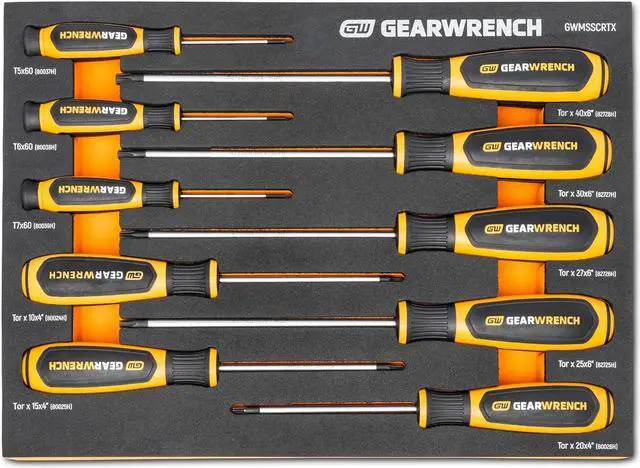 Main image of 10 Piece Torx Dual Material Screwdriver Set in Foam Storage Tray - GWMSSCRTX