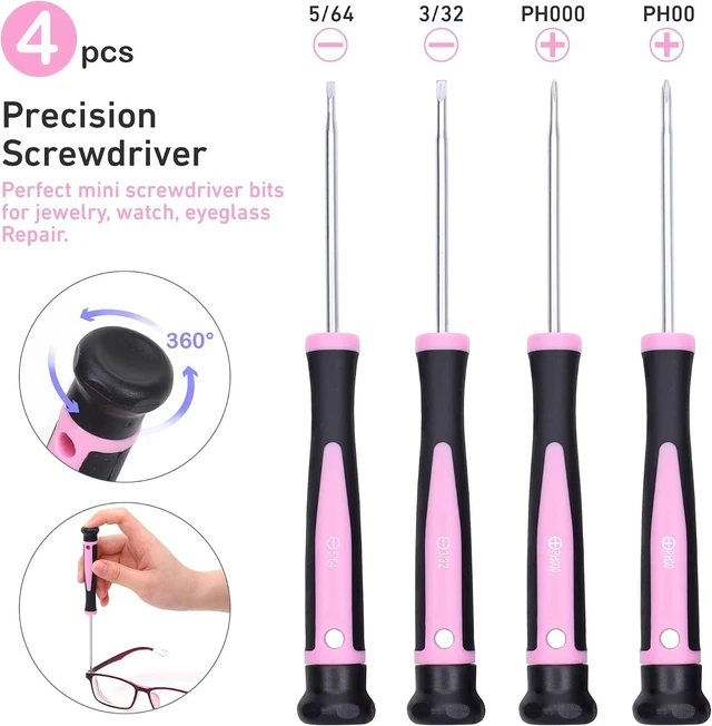 Alt view image 3 of 7 - 12-Piece Pink Magnetic Screwdrivers Set with Storage Bag