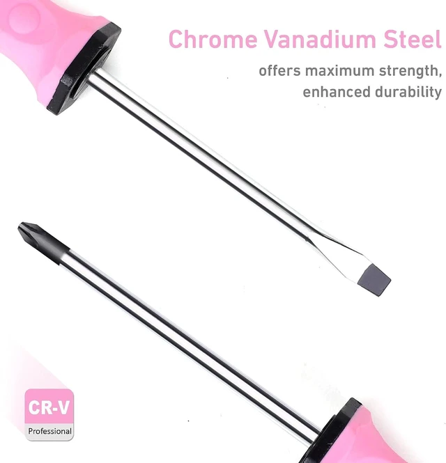 Alt view image 4 of 7 - 12-Piece Pink Magnetic Screwdrivers Set with Storage Bag